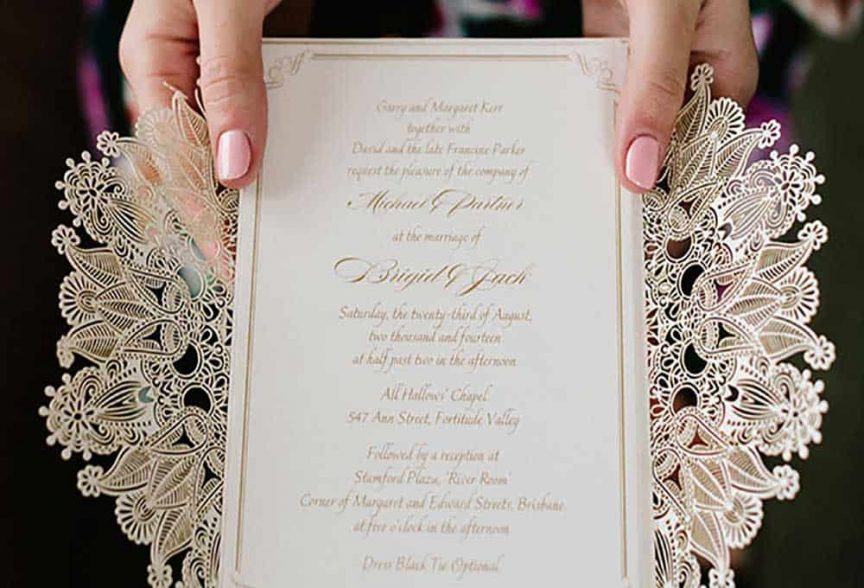 Gold wedding invites