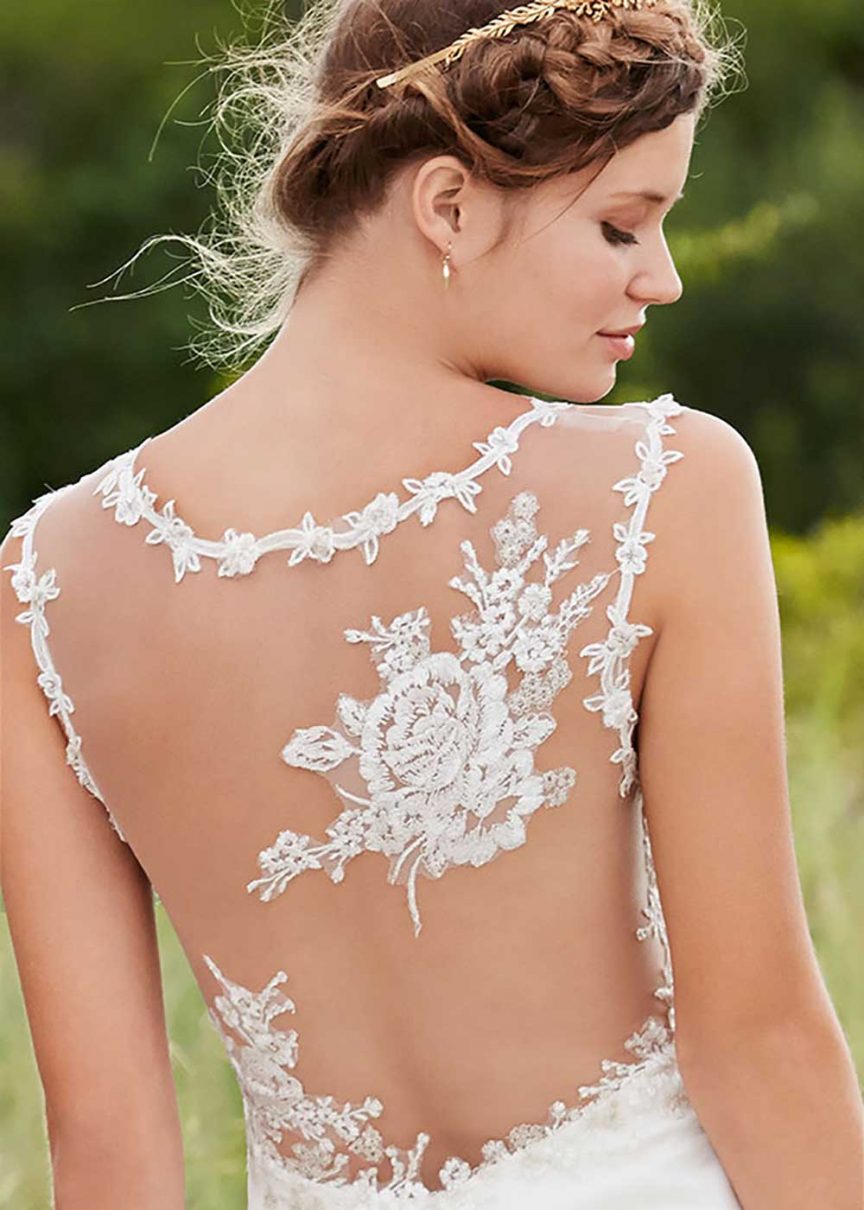 "Rosalie" sheer back wedding dress from Wendy Makin Bridal Designs.