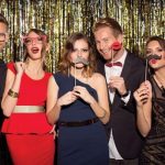 Wedding guests in the photobooth