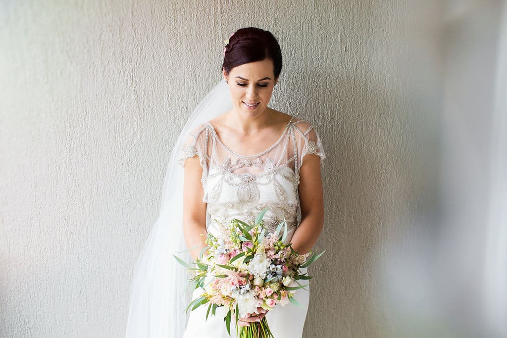 Hand-tied pastel hued wedding bouquet. Photo: Bonavita Photography