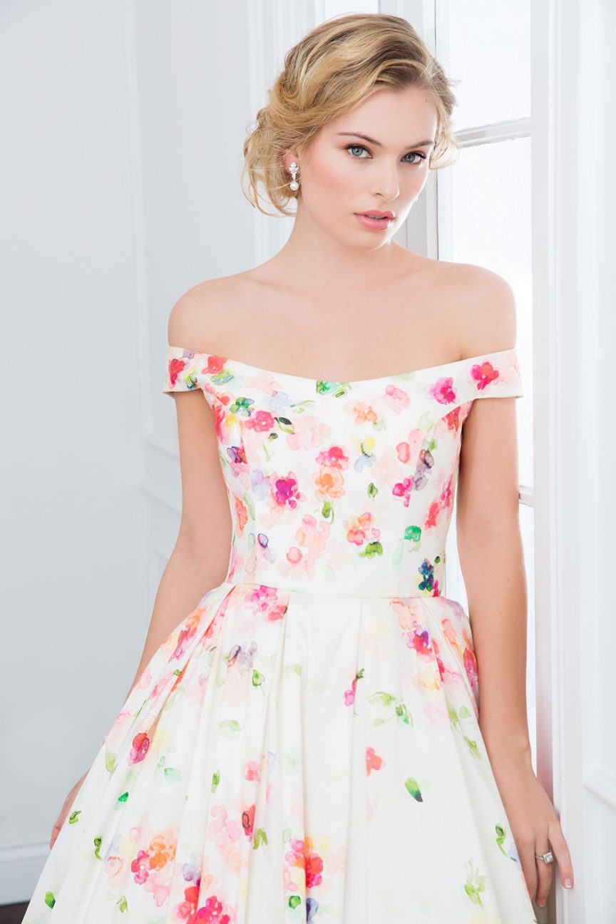 Wendy Makin floral wedding dress.