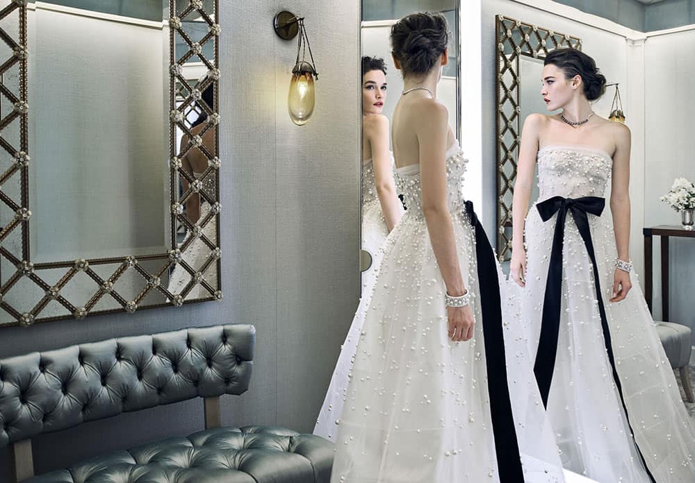 Reem Acra's Breakfast at Tiffany's inspired bridal collection