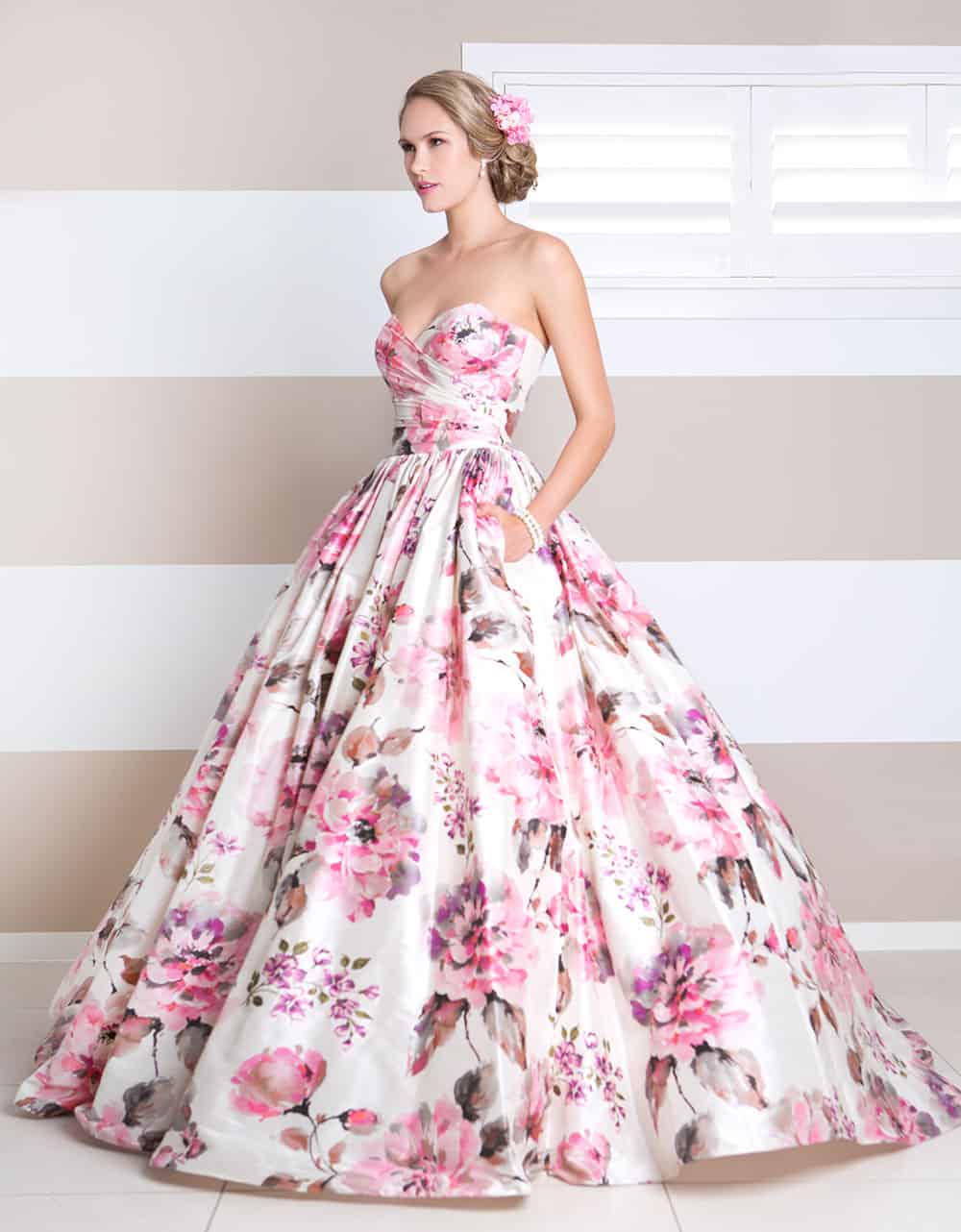 Wendy Makin Bridal Designs floral wedding dress.