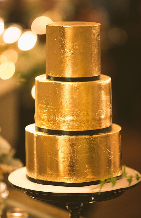 gold metallic wedding cake