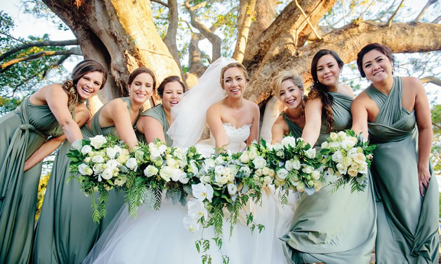 Forest green #bridetribe gowns to match forest florals.