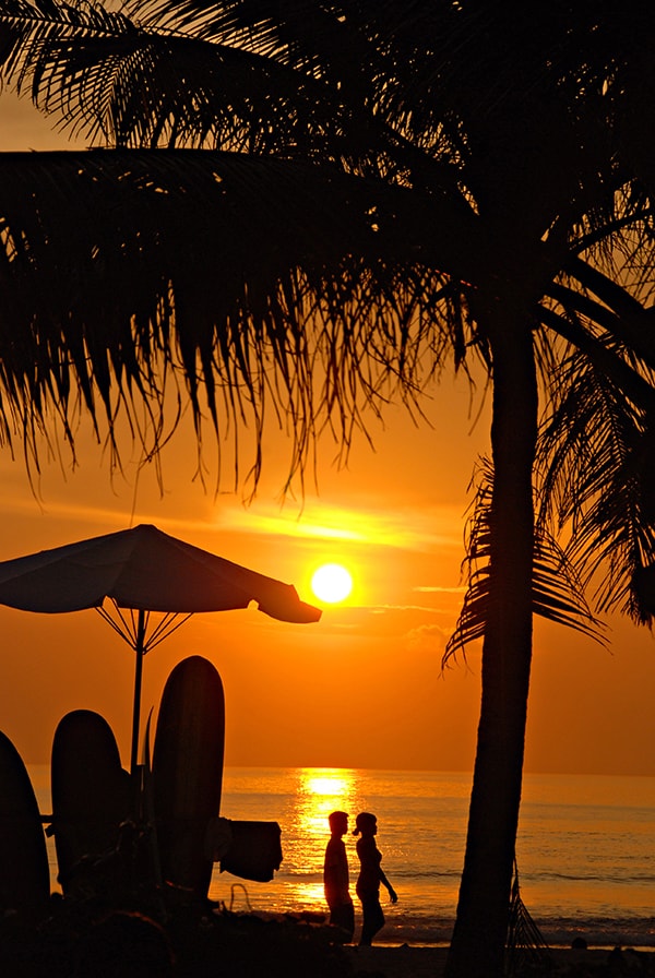 Sunset on Kuta Beach, Bali.