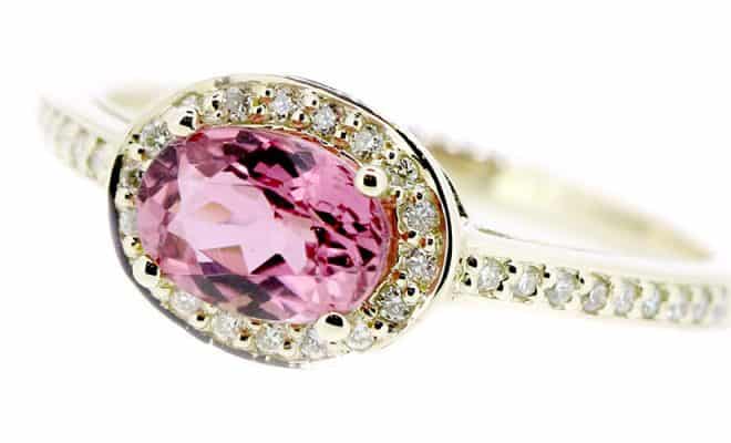 Pink Tourmaline diamond ring