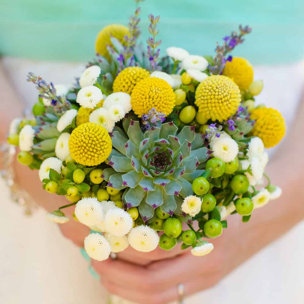Spring floral bouquet with succulents