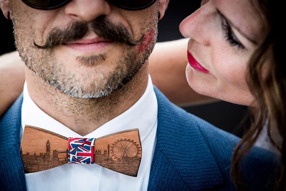 GROOM STYLE: A wooden bow-tie from Wood & Beau.