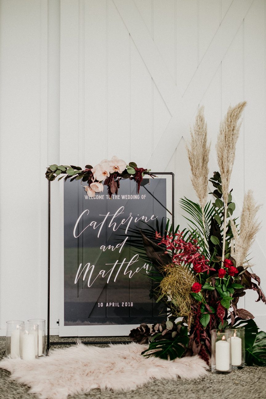 wedding sign with flowers