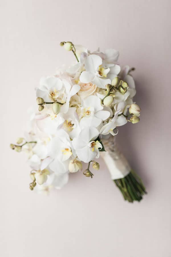 All white orchid bouquet