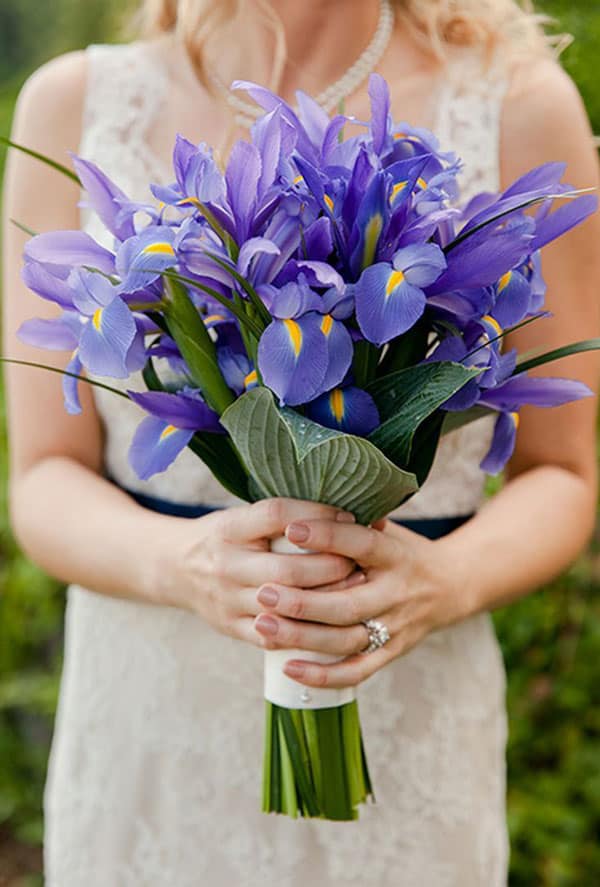 purple iris wedding flower bouquet