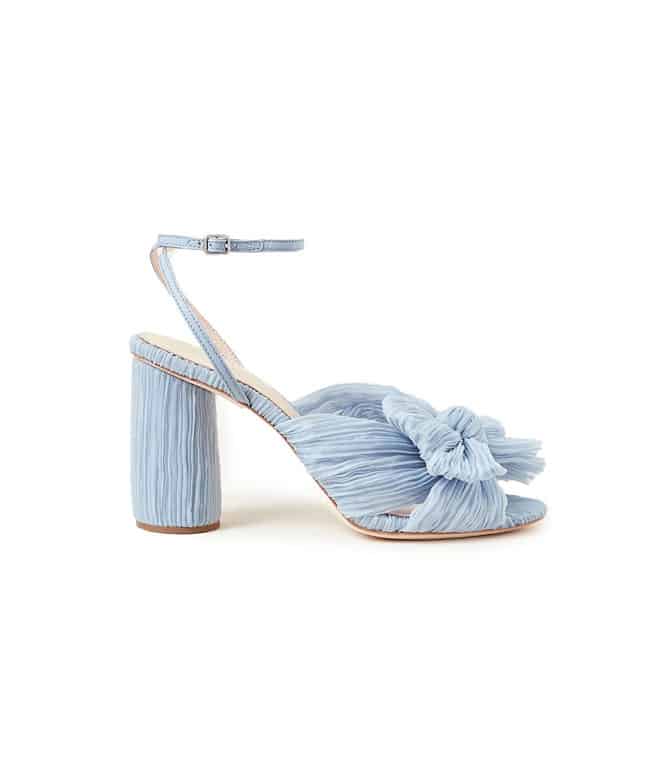 Camellia Blue Pleated Bow Heels