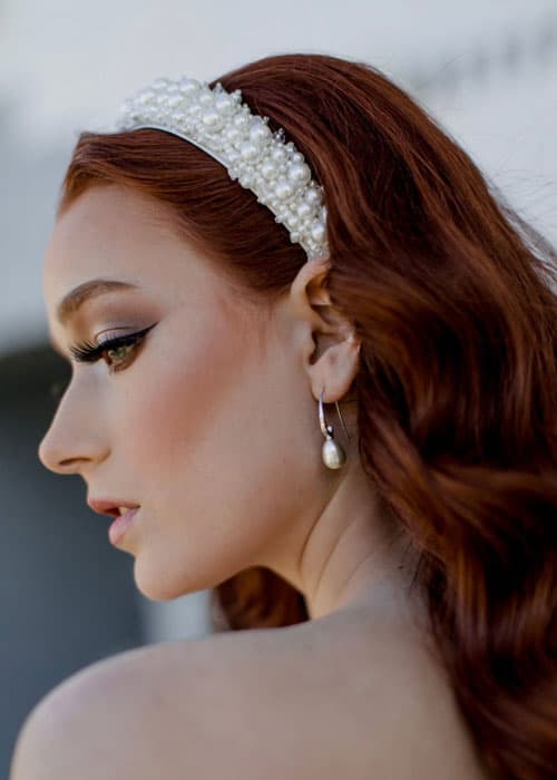 Pearl and crystal headband from The White Collection