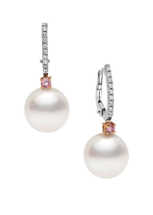 18-carat white-gold pearl earrings by Xennox Diamonds
