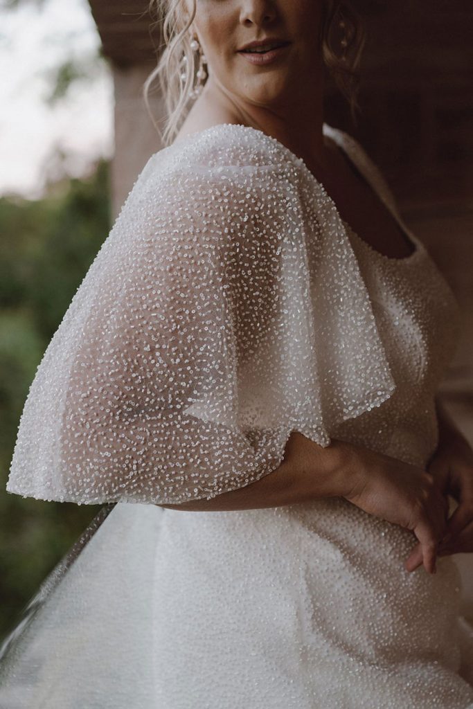 Thea flutter sleeves, Erin Clare Bridal