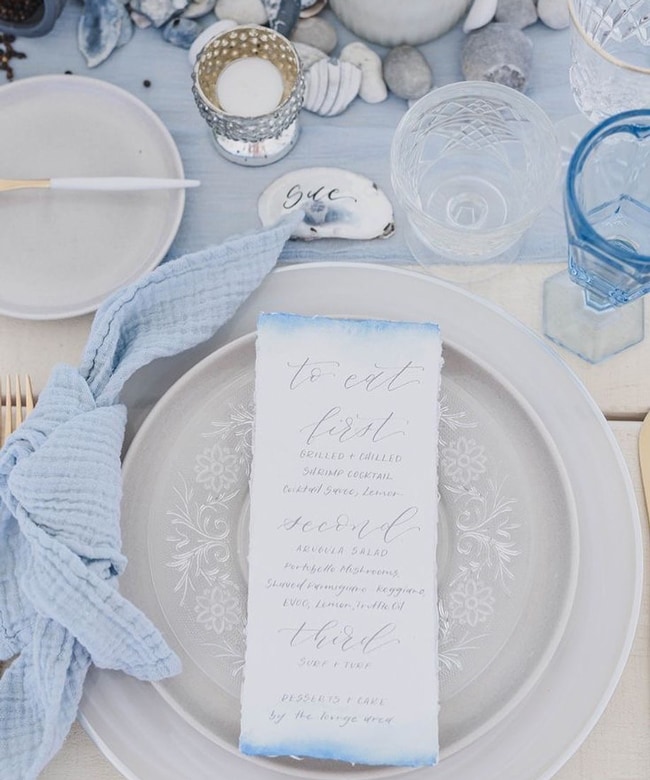 Bring modern ocean vibes to the table with custom stationery & creative styling, Cloud Nine Weddings